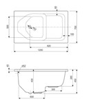 PRAVOKOTNA KAD ZA VGRADNJO S SEDEŽEM DOBRA 120x70