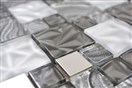 MOZAIK COMBINATION CRYSTAL/STAHL MIX GREY/BLACK 30X30