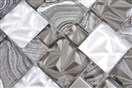MOZAIK COMBINATION CRYSTAL/STAHL MIX GREY/BLACK 30X30