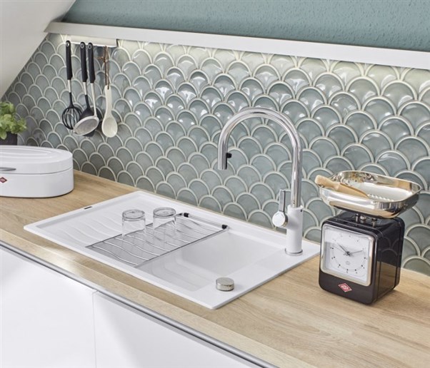 MOZAIK FAN PATTERN UNI PETROL GLOSSY 25,6X27,3