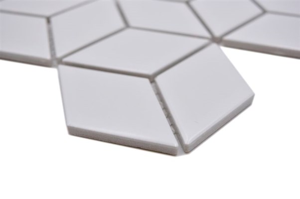 MOZAIK 3D CUBE UNI WHITE GLOSSY 26,6X30,5