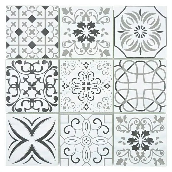 MOZAIK QUADRAT CRYSTAL RETRO BLACK&WHITE 30X30