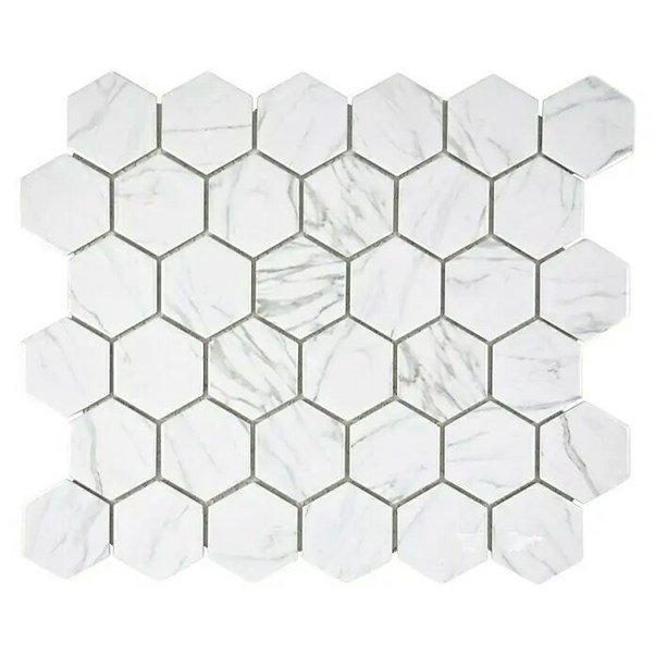 Hexagon CURIO Carrara weiß glänzend 32,5x28,1